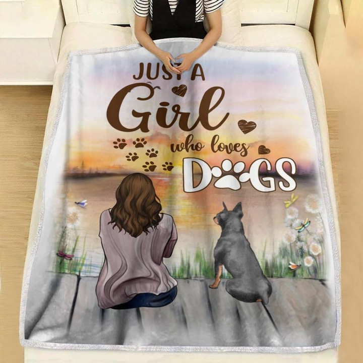 Pinscher Dog Just a Girl Who Loves Dogs Blanket