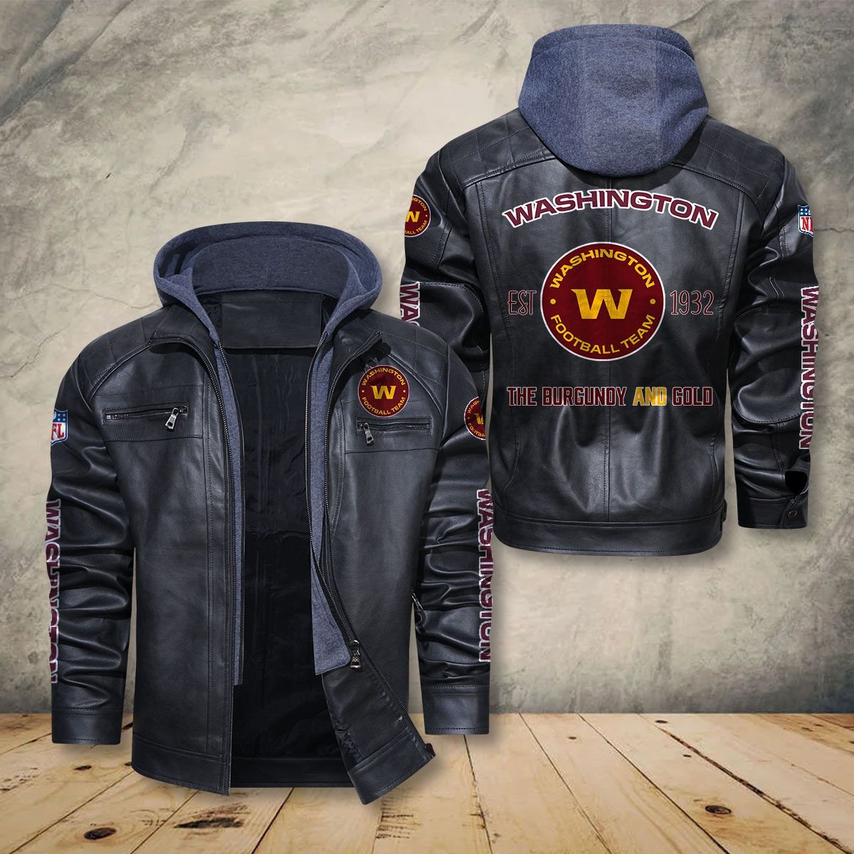 Washington Commanders Bomber Motorcycle Leather Jacket 1032