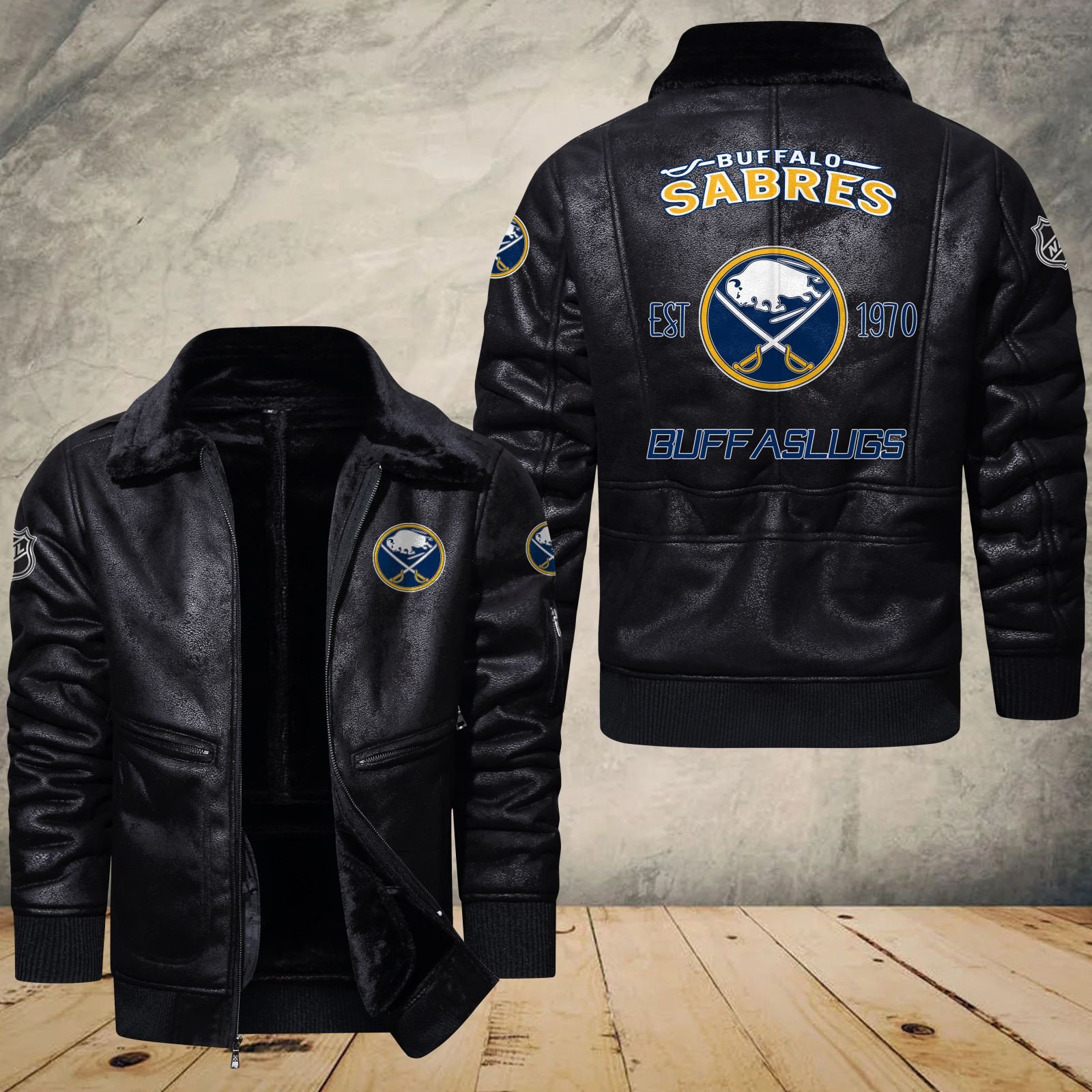 Buffalo Sabres Fleece Leather Bomber Jacket 1133