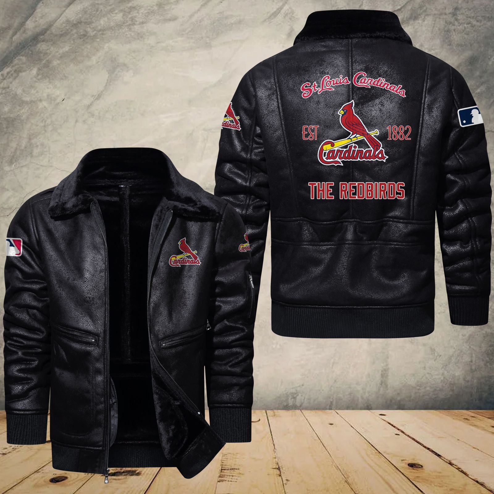 St. Louis Cardinals Fleece Leather Bomber Jacket 1218