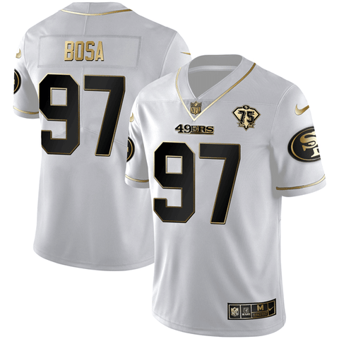 San Francisco 49ers White Gold Vapor Limited Jersey - All Stitched -  Bustlight