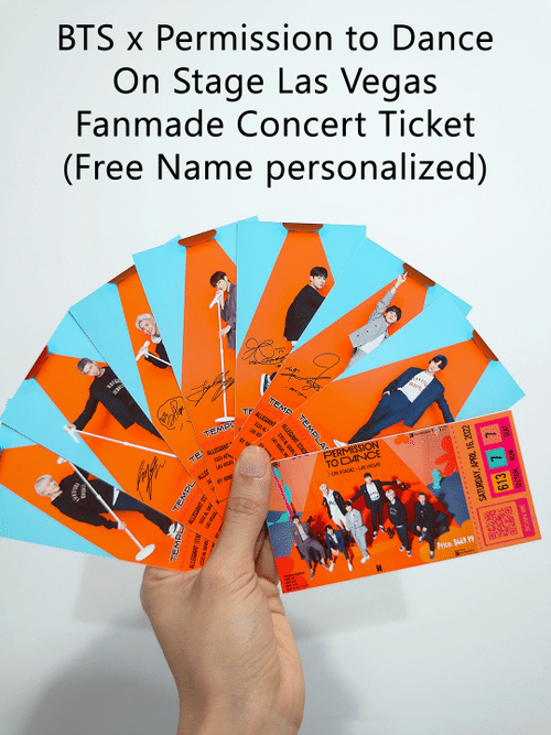 BTS x Permission To Dance On Stage Las Vegas Memorabilia Concert Signatures Ticket - Combo 8 Tickets (Name Personalized)
