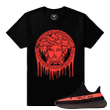 Yeezy Boost 350 V2 Black Red Match | Medusa Drip | Black T shirt