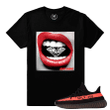 Yeezy Boost 350 V2 Black Red Match | Diamond Lips | Black T shirt