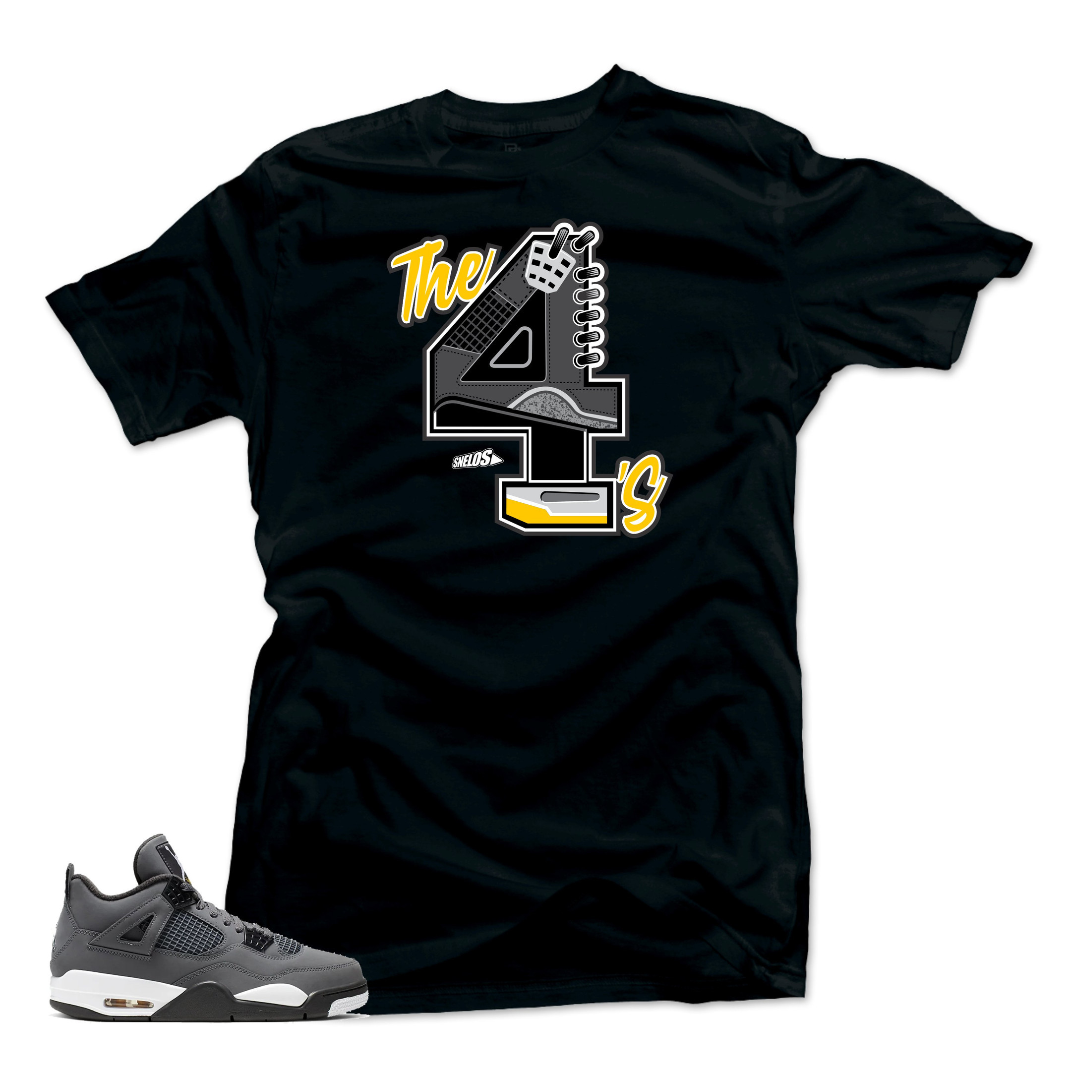 Jordan Retro 4 Cool Grey Match Snelos Tees Shirt-The 4's Black