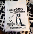Dogs border collie lover i asked god for a true friend so he sent me a border collie T Shirt Hoodie Sweater