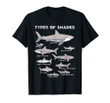 9 types of sharks t-shirt educational academic ocean tee