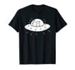 Cute cosmic white alien cat in flying saucer area 51 meme t-shirt