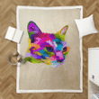 cat on geometric pop art - colorful cats Sherpa Fleece Blanket
