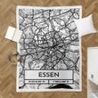 Essen City Map Design - City Maps Germany Retro Sherpa Fleece Blanket