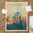 madrid city retro - Cityscape Retro Sherpa Fleece Blanket