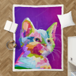 colourful cute cat - colorful cats Sherpa Fleece Blanket