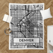 Denver City Map Design - City Maps Usa Retro Sherpa Fleece Blanket