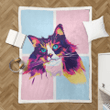 Colorful cute cat pop art - Pet Vector Sherpa Fleece Blanket