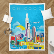 chicago city modern - Modern Cities Sherpa Fleece Blanket