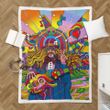 Hippie Guitar Musician - Pop Art Psychedelic Fun Sherpa Fleece Blanket