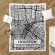 Houston City Map Design - City Maps Usa Retro Sherpa Fleece Blanket