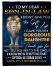 To Son-in-law Thanks For Not Selling My Daughter To The Circus Fleece Blanket Fleece Blanket