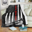 Trumpet Music Instrument Usa Flag Black And White Fleece Blanket Fleece Blanket