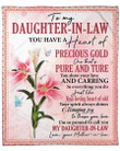 Mother In Law To Daughter In Law So Proud To Call You Daughter In Law Fleece Blanket Fleece Blanket
