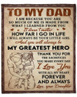 Gift for dad - My greatest hero daughter - Father's day gifts | Colorful | 3D Print Fleece Blanket |30x40 50x60 60x80inch