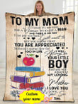 Personalized Mother's day gift - To my teacher mom - You are appreciated - Son gift to mom 131 - Blanket