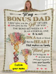 Custom name - Gift for dad - Bonus dad hearts make us family | 3D Print Fleece Blanket