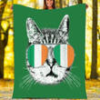 St Patrick's Day Cat Irish Flag Gift Fleece Blanket TN230210