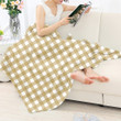 Beige And White Check Pattern Print Blanket