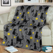 Black Cat Yellow Yarn Print Pattern Blanket