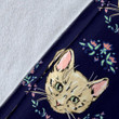 Cat Head With Flower Print Pattern Blanket