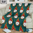 Baseball Fire Print Pattern Blanket