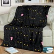 Black Cat Yellow Eyes Print Pattern Blanket