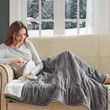 Grey Comfort Plush Sherpa Electric Heating Blanket 50x60 Inches