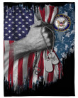 Fleece Blanket Veteran Usa Flag Pride Patriot Navy Fleece Blanket