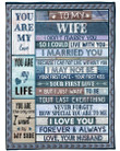 Gift For Valentine's Day To my wife I didn't marry you so I can live with you but I can't live without you fleece blanket gift ideas for wife from Husband