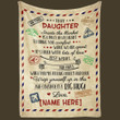 Viticstore™ Customize Letter From Parents To Daughter fleece blanket gift for daughter cute gift ideas unique gifts airmail letter blanket