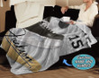 Ice Hockey Skate Puck Stick Customized Name and Number Fleece Blanket #298v