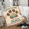 Just a girl who loves dogs and tattoos Fleece Blanket #0409h