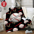 Baseball Ball Pattern Customized Name and Number Fleece Blanket #169h