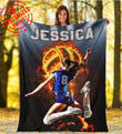 Custom Blanket Volleyball Player With Burning Ball with name