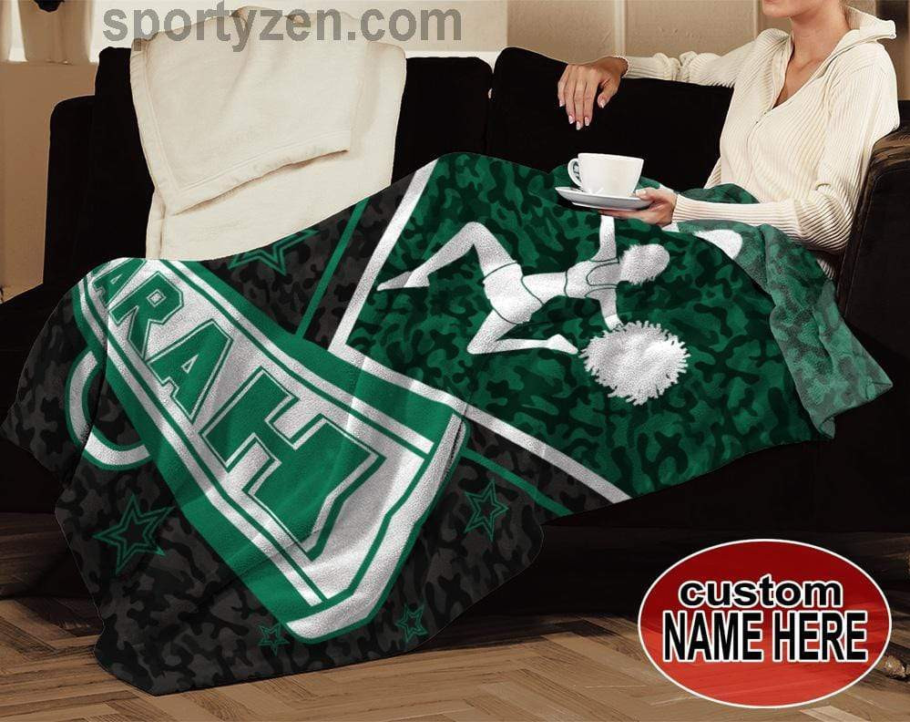 Green Cheerleader Custom Blankets With Name #233v