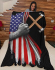 Carpenter Distressed USA Flag Fleece Blanket