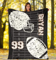 American Football Symbol Grey Customized Blanket With Name