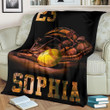 Personalized Softball Darkness Fleece Blanket Custom Name and Number #1811L