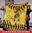 Personalized Vintage Softball Player Blanket Custom Photo and Name #H