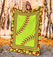 Yellow Softball Pattern Fleece Blanket
