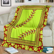 Yellow Softball Pattern Fleece Blanket