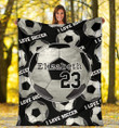 B&W I Love Soccer Customized Fleece Blanket With Name