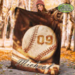 Baseball Vintage Ball Customized Name and Number Fleece Blanket #219dh